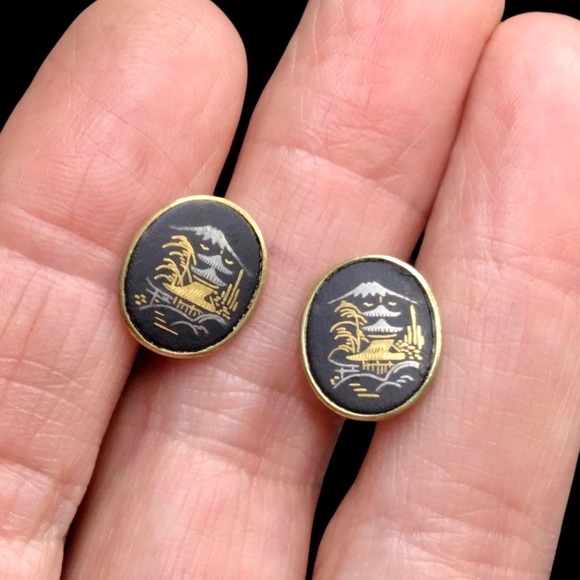 🌺Vintage 1940’s 24K Damascene Necklace & Earrings - Picture 13 of 15